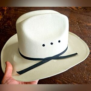 Western Cowboy Hat Hecho En Mexico White Size 6 5/8 Traditional